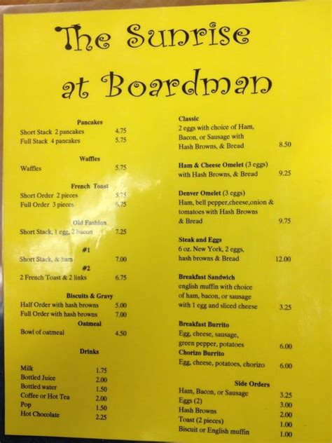 swingers cafe|Online Menu of The Sunrise At Boardman, Boardman, OR.